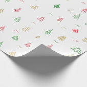 Gold Green Red Christmas Trees Muster Geschenkpapier (Ecke)