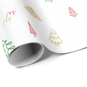 Gold Green Red Christmas Trees Muster Geschenkpapier (Rolleneckpunkt)