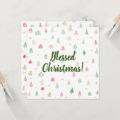 Gold Green Red Christmas Trees Muster Karte (Vorderseite/Rückseite Beispiel)