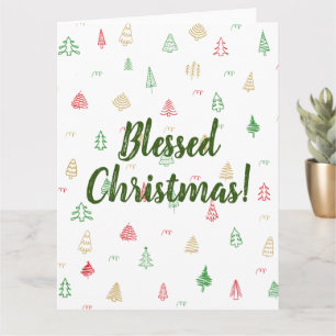 Gold Green Red Christmas Trees Muster Karte