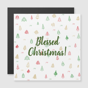 Gold Green Red Christmas Trees Muster Magnetkarte