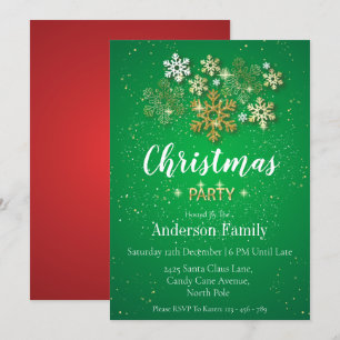 Gold, Green & Red Luxury Style Weihnachtsgeschenk- Einladung