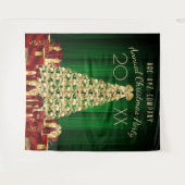 Gold Green Red Weihnachtsbaum Hintergrund Wandteppich (Vorderseite (Horizontal))