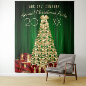 Gold Green Red Weihnachtsbaum Hintergrund Wandteppich (Beispiel)
