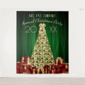 Gold Green Red Weihnachtsbaum Hintergrund Wandteppich (Vorderseite)