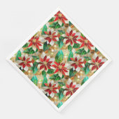 Gold Green Red White Poinsettia Serviette (Ecke)