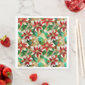 Gold Green Red White Poinsettia Serviette (Beispiel)