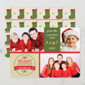 Gold Green Retro Bilder Fotovorlage Weihnachten (Vorne/Hinten)