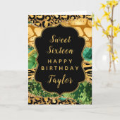 Gold Green Safari Agate Sweet 16 Happy Birthday Karte (Gelbe Blume)