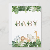 Gold Green Safari Animals Kinderdusche Einladung (Rückseite)