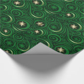 Gold Green Snowflake Damask Patronenpapier Geschenkpapier (Ecke)