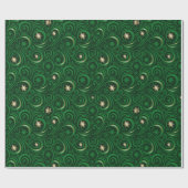 Gold Green Snowflake Damask Patronenpapier Geschenkpapier (Flach)