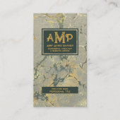 Gold & Green Textil 3 Buchstaben Monogramm Visitenkarte (Vorderseite)