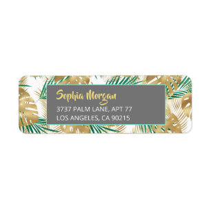 Gold & Green Tropical Blätter, Name Anschrift WhtG