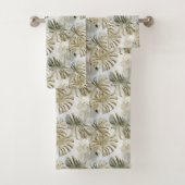 Gold Green Tropical Blätter Sage Badhandtuch Set (Insitu)