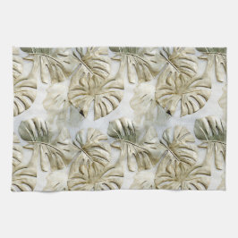 Gold Green Tropical Blätter Sage Geschirrtuch