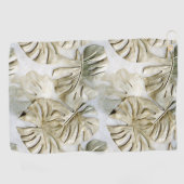 Gold Green Tropical Blätter Sage Golfhandtuch (Horizontal)