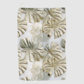 Gold Green Tropical Blätter Sage Golfhandtuch (Vorderseite)
