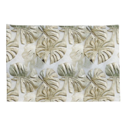 Gold Green Tropical Blätter Sage Kissenbezug (Rückseite-Rechts)