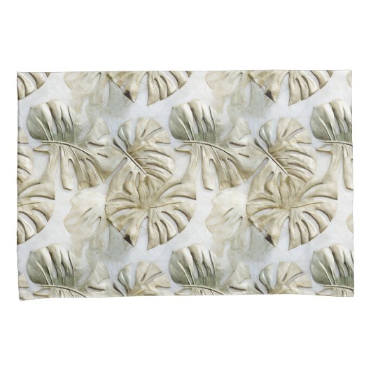 Gold Green Tropical Blätter Sage Kissenbezug (Vorderseite-Rechts)