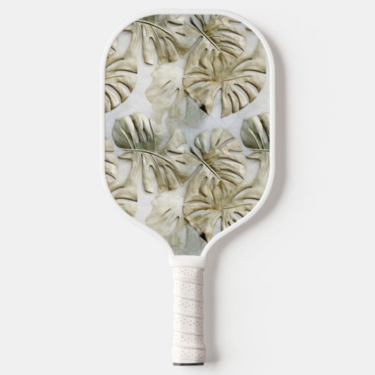Gold Green Tropical Blätter Sage Pickleball Schläger (Vorderseite)