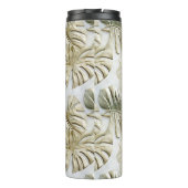 Gold Green Tropical Blätter Sage Thermosbecher (Rückseite)