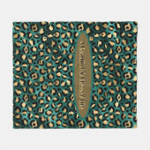 Gold Green Tropical Leopard Fleece (Vorderseite (Horizontal))