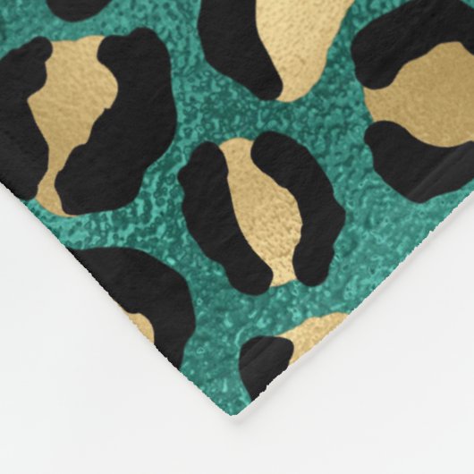 Gold Green Tropical Leopard Fleece (Ecke)