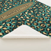 Gold Green Tropical Leopard Fleece Sherpadecke (3/4)