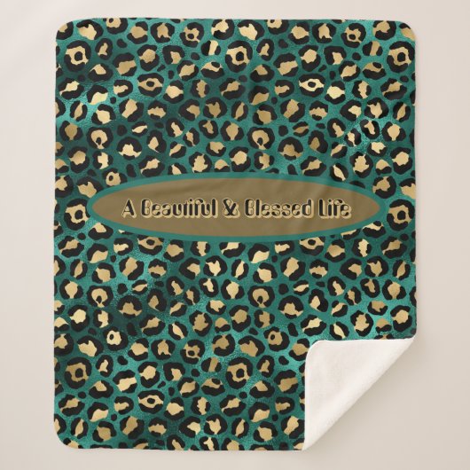 Gold Green Tropical Leopard Sherpa Sherpadecke (Vorderseite)