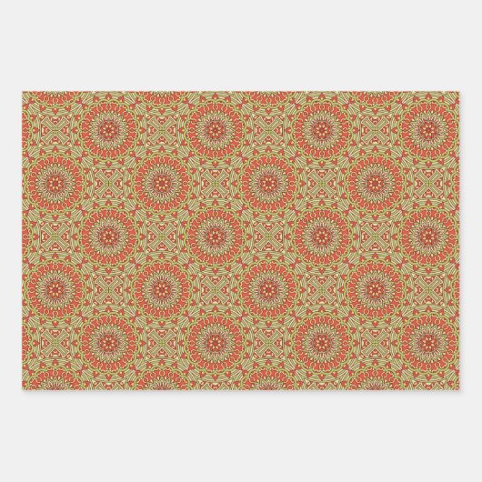 Gold Green und Orange Circle Mandala Geschenkpapier Set (Vorderseite 2)