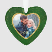 Gold Green Vine Fotomodell Erste Weihnachten Ornament (Vorderseite)