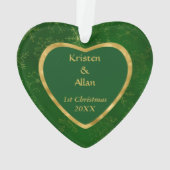 Gold Green Vine Fotomodell Erste Weihnachten Ornament (Rückseite)