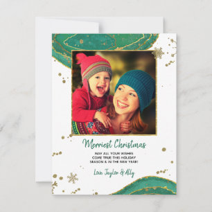 Gold Green Watercolor Geode Agate Foto Weihnachten