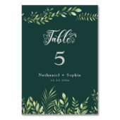 Gold Green Watercolor Tafel Tischnummer (Rückseite)