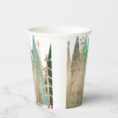Gold & Green Weihnachtsbaumen Design Pappbecher (Rechts)