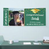 Gold Green & White Abschluss Foto Class 2025 Banner (Messe)