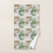 Gold Green White Tropical Blätter Badhandtuch Set (Handtuch)