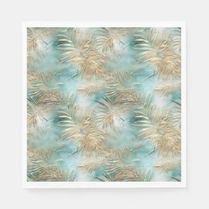 Gold Green White Tropical Blätter Serviette