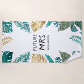 Gold Green White Tropical Future Frau Beach Handtu Strandtuch (Vorderseite)
