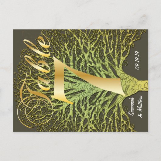 Gold Green Wirbel Tree Tischnummer 7 (Vorderseite)