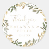 Gold Greenerity Fall Danke Gastgeschenk Hochzeit Runder Aufkleber (Vorderseite)