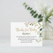 Gold Greenery Baby Shower Books for Baby Einladungspostkarte (Stehend Vorderseite)