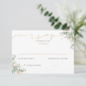 Gold Greenery Baby Shower RSVP Cards Einladung (Stehend Vorderseite)