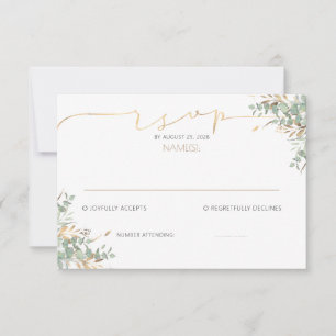 Gold Greenery Baby Shower RSVP Cards Einladung