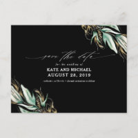 Gold Greenery Black Fall Save the Date