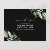 Gold Greenery Black Fall Save the Date Postkarte (Vorderseite)