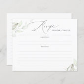 Gold Greenery Blätter Brautparty Rezept Karte (Vorne/Hinten)