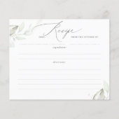 Gold Greenery Blätter Brautparty Rezept Karte (Vorderseite)