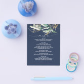 "Gold Greenery Branch Navy Blue Menu" Flyer (Einzeln)